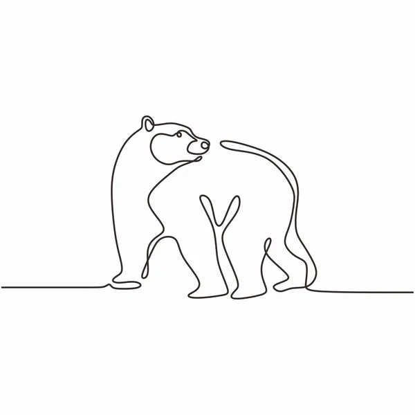 Illustration vectorielle d'ours sauvages en dessin continu à une seule ligne. Mascotte d'animaux d'hiver dessinée à la main minimalisme des ours polaires . — Image vectorielle