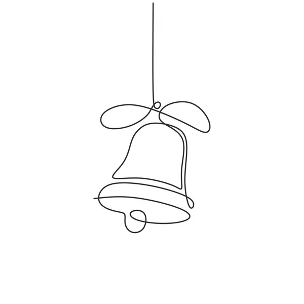 Dessin continu d'une ligne du minimalisme de cloche de Noël. Illustration vectorielle avec cloches d'église traditionnelles . — Image vectorielle