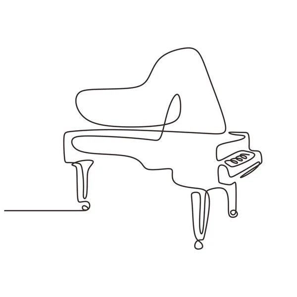 Piano dibujo de una línea. Lineal dibujado a mano único continuo del diseño de minimalismo de instrumentos de música clásica . — Archivo Imágenes Vectoriales