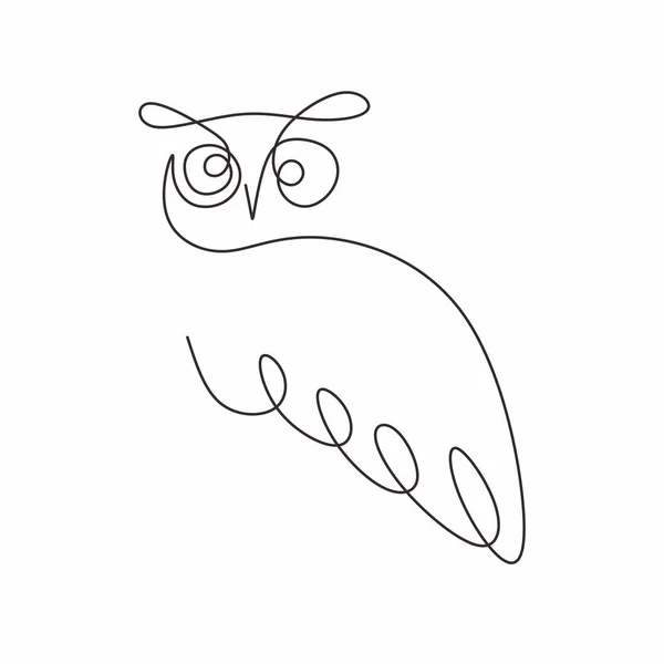 Búho vector de dibujo de una línea. Estilo minimalista de silueta de icono de logotipo de pájaro con un estilo minimalista dibujado a mano simple y continuo aislado sobre fondo blanco . — Vector de stock