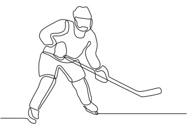 Kış sezonunda sürekli olarak buz hokeyi oynayan bir adamın çizimleri..