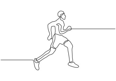 Beyaz arkaplanda izole bir şekilde çalışan bir kişinin sürekli çizimi