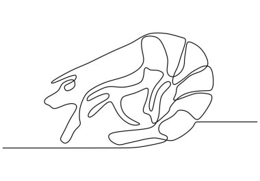 Karides bir çizgi çizme vektörü. Deniz ürünlerinin minimalizm tasarımı.