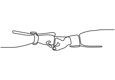 Continuous one line drawing of bro fist bump or pound lineart hands. Concept of brother giving a punch. clipart