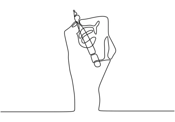 Kontinuierliche Linienzeichnung von Händen beim Schreiben von Briefen. eine handgezeichnete Skizze der Geschäftsidee und der kreativen Arbeit. — Stockvektor