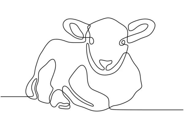 Mucca una linea disegno minimalismo animale tema mammiferi. Stile di semplicità disegnato a mano vettoriale . — Vettoriale Stock