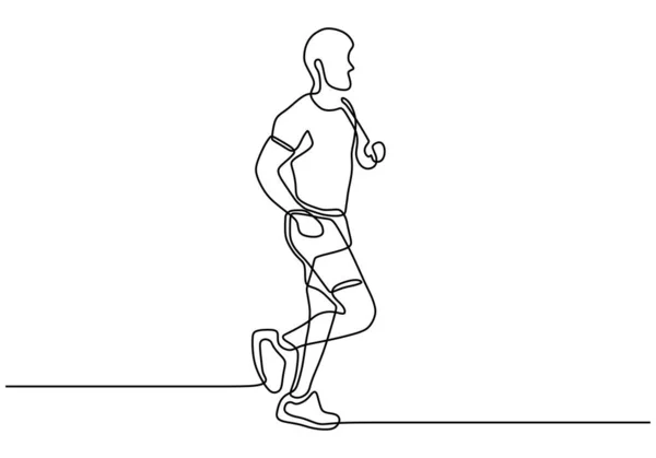 Dibujo continuo de una línea de la persona que corre durante el ejercicio — Vector de stock