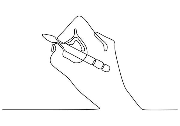 Kontinuální kresba rukou psaní dopisu. Jednou rukou nakreslil náčrt obchodní metaforu nápadu a tvůrčí práce. — Stockový vektor
