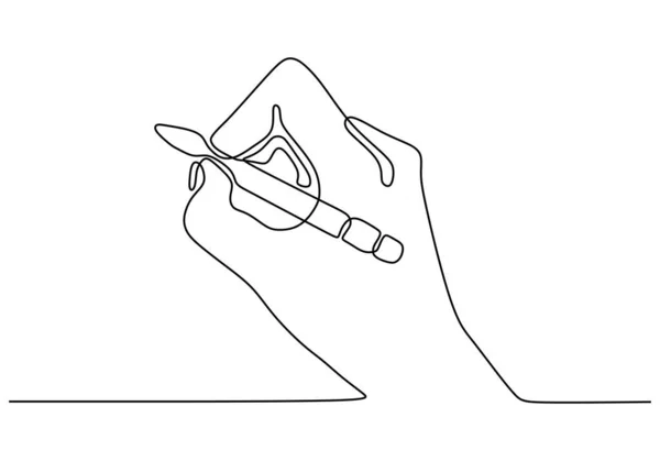 손으로 글자를 계속 그리는 거죠. 아이디어와 창조적 인 작업의 메타포를 한 손으로 스케치해 보 세요.. — 스톡 벡터