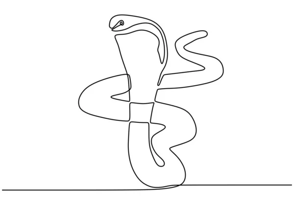 Kobra Schlange Tier Tierwelt eine durchgehende einzeilige Zeichnung. Vektor Minimalismus Illustration von Hand gezeichnet. — Stockvektor