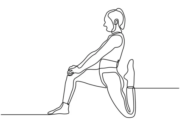 Frau macht Aerobic-Übung eine kontinuierliche Linie Zeichnung Minimalismus Vektor Illustration. Einfachheit Design der Mädchen Pose für gesunde und Wellness-Körper Fitness. — Stockvektor