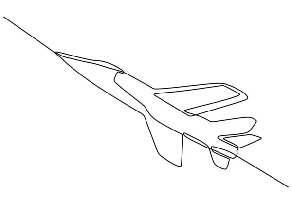 喷气式飞机连续单线绘图. 飞机航空手绘草图简约风格. — 图库矢量图片