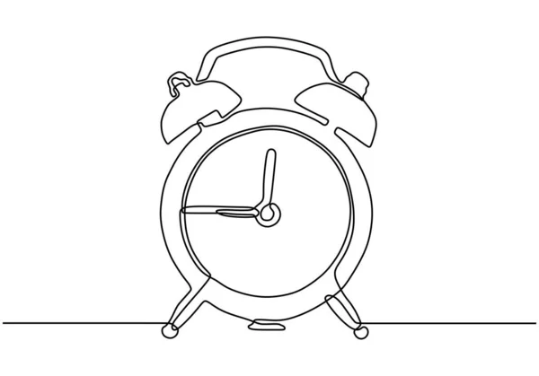 Reloj despertador continuo dibujo de una línea diseño minimalista sobre fondo blanco — Archivo Imágenes Vectoriales