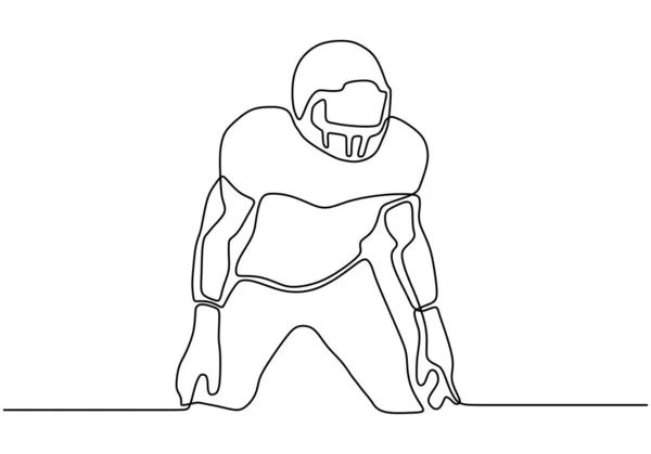 Kontinuierliche einzeilige Zeichnung des Minimalismus-Designs eines amerikanischen Fußballspielers auf weißem Hintergrund. Einfachheit Stil handgezeichnet. — Stockvektor