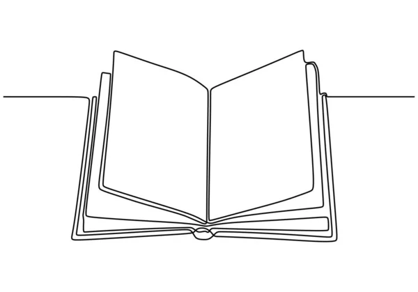 Boek een lijn tekening banner. Continu met de hand getekend minimalistisch minimalisme ontwerp geïsoleerd op witte achtergrond vector illustratie. — Stockvector