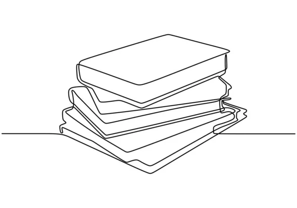 Empilement de livres une ligne dessin vectoriel minimalisme et simplicité. Symbole de conception de thème d'étude et d'éducation . — Image vectorielle