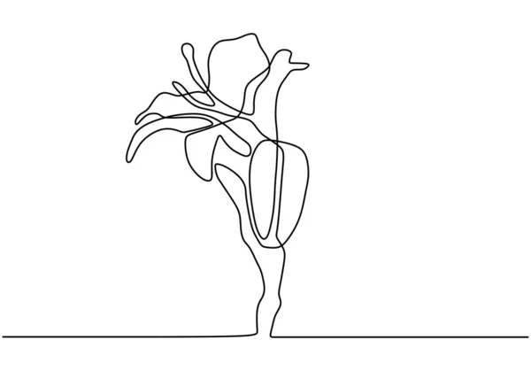 Flores de orquídea dibujadas a mano. Dibujo continuo de una línea. Minimalista arte vector minimalismo . — Archivo Imágenes Vectoriales