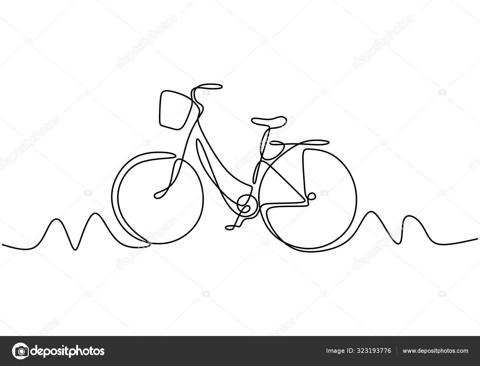 Abstract one line drawing with bike Illustration cycling