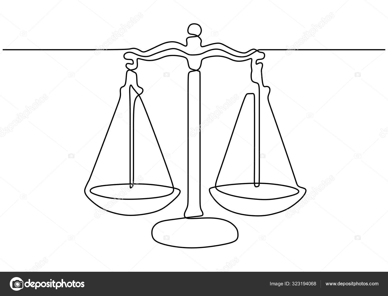 Scales for weighing, libra, justice, hand drawn. Vector hand drawn