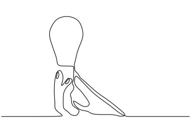 Fikrin ampule sembolü olan sürekli bir el çizimi.