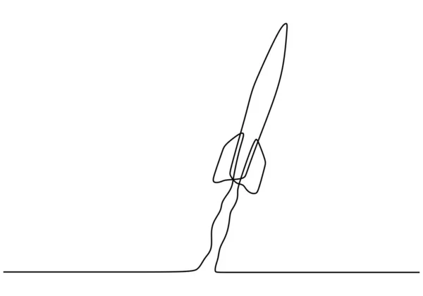 Continuous one line drawing of rocket vector object — ストックベクタ
