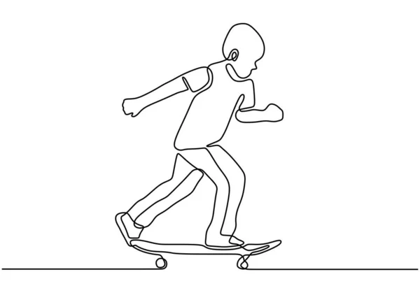 Desenho de linha contínuo de menina jogando skate jogador de jogo de skate  um desenho de linha