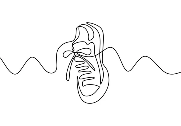 Vector illustration of sneakers. Sports shoes in a line style. Continuous one line drawing minimalism design. — ストックベクタ