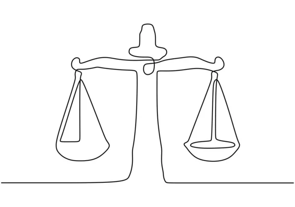 Dessin continu d'une ligne de libra. Droit vectoriel symbole d'entreprise du bilan pondéral . — Image vectorielle