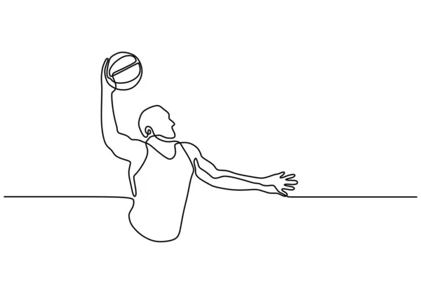 Kontinuierliche Linienzeichnung des Basketballspielers. Person als Sportler beim Korbspiel Sport. — Stockvektor