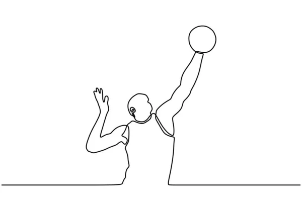 Dibujo continuo de una línea de jugador de baloncesto. Persona como atleta jugando basket deporte juego . — Archivo Imágenes Vectoriales