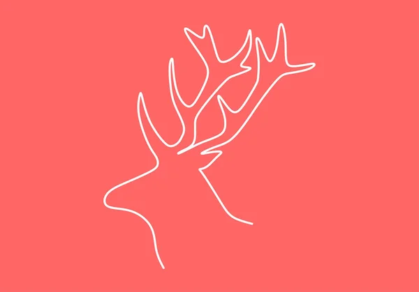 Dibujo continuo de una línea de ciervos o renos cabeza de animal invierno. Tema de Navidad bueno para emblema, tatuaje, o signo de logotipo y símbolo con estilo minimalista . — Vector de stock