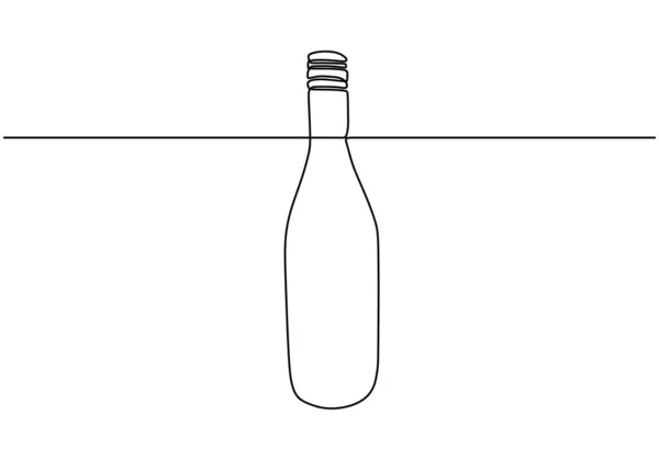 Nepřetržitý jednořádkový nákres láhve vína — Stockový vektor