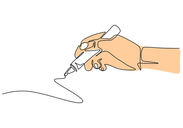 Continuous one line drawing of hand writing with ink pen vector. Illustration hand drawn sketch single style. — ストックベクタ