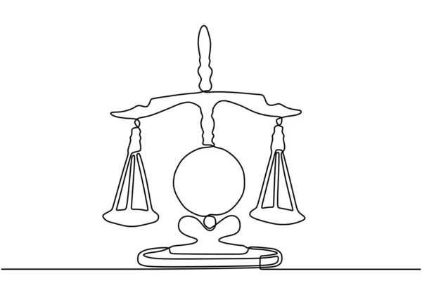 Continuous one line drawing of libra. Vector law business symbol of weight balance. — ストックベクタ