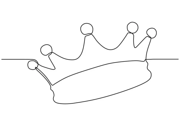 Dessin continu d'une ligne de la couronne symbole du roi et de la majesté — Image vectorielle