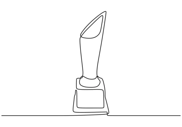 Continuous one line drawing of golden trophy symbol of winner — ストックベクタ