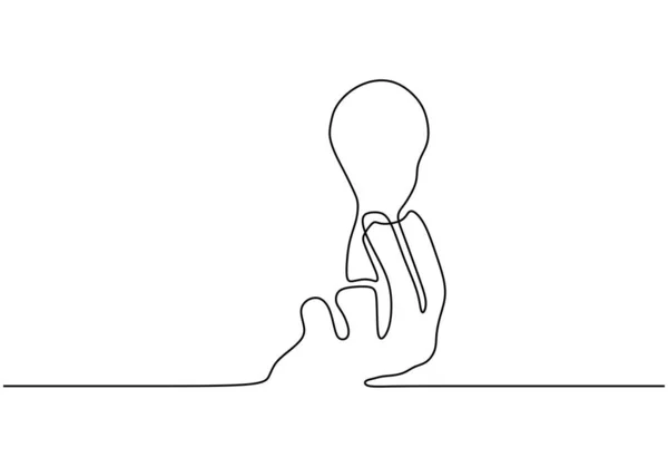 Ununterbrochene Linienzeichnung der Hand mit Glühbirne Symbol der Idee — Stockvektor