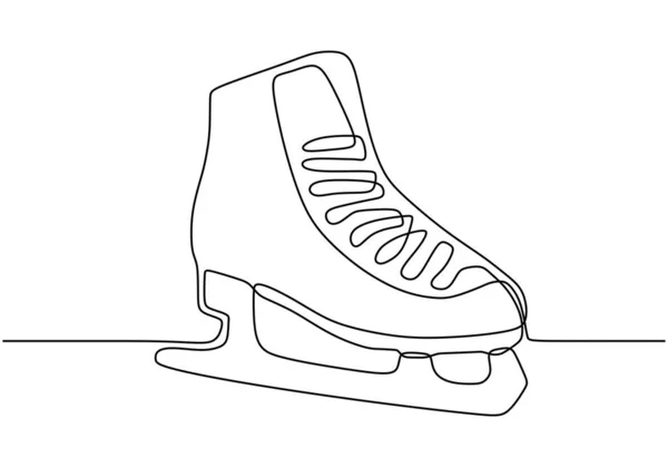 Kontinuerlig en linje ritning av skridsko vektor. Vinterredskap för skridskoåkning och idrott. — Stock vektor