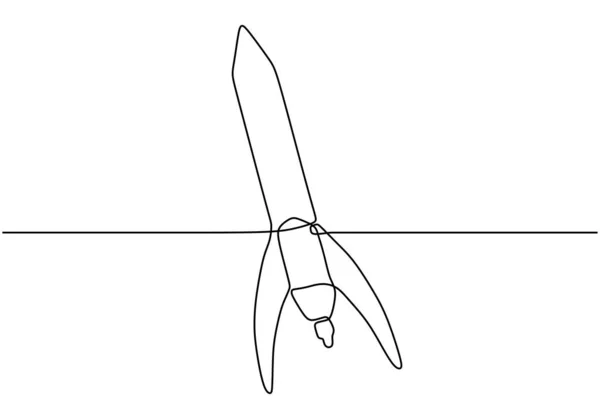Dessin continu d'une ligne d'objet vectoriel fusée — Image vectorielle