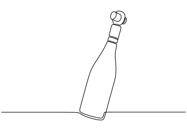 Desenho contínuo de uma linha de garrafa de vinho — Vetor de Stock