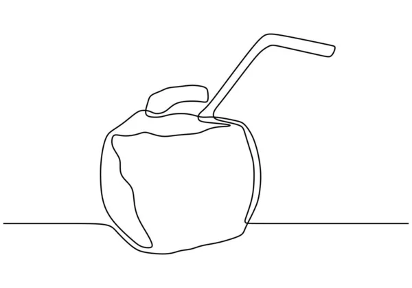 Συνεχής μονογραφία του Beach cocktail linear coconut drink. Λεπτή ζωγραφισμένη στο χέρι απεικόνιση. Κοκτέιλ Πίνα Κολάντα. — Διανυσματικό Αρχείο