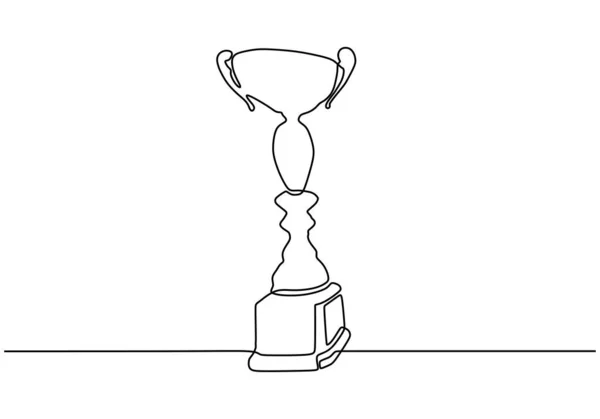 Desenho contínuo de uma linha de símbolo de troféu de ouro do vencedor —  Vetores de Stock