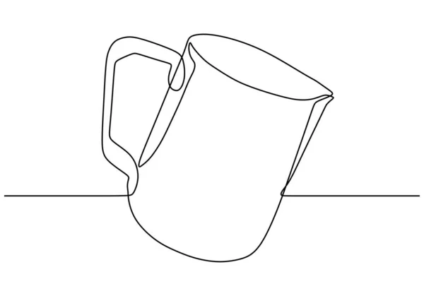 Continuous one line drawing of mug glass for drinking. — Stock Vector