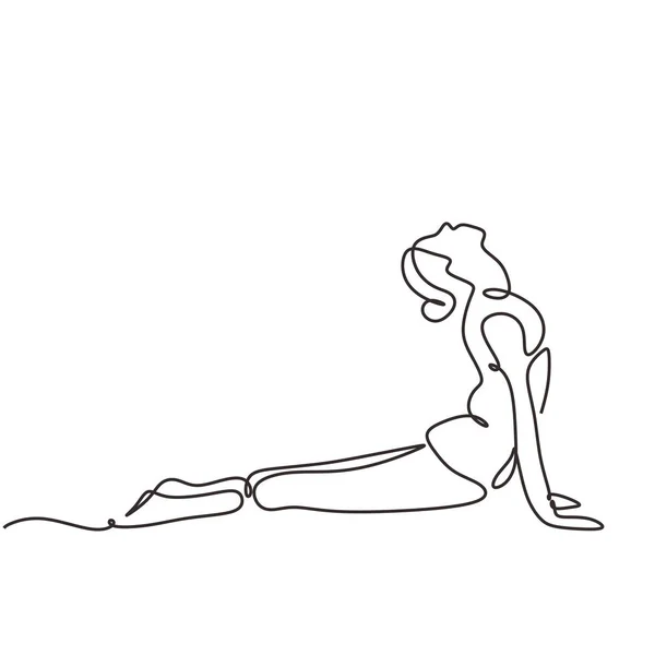 Dibujo continuo de una línea de mujer haciendo ejercicio de yoga. Ilustración vectorial minimalismo deporte tema diseño . — Archivo Imágenes Vectoriales