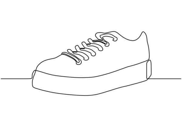 Continuous one line drawing of sneakers shoe — Stock Vector