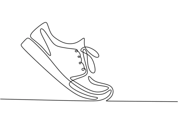 Vektor illustration av sneakers. Sportskor i linjestil. Kontinuerlig en linje ritning minimalism design. — Stock vektor