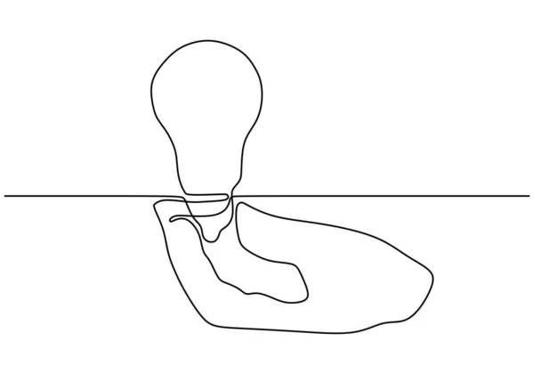 Dibujo continuo de una línea de mano con lámpara de bombilla símbolo de idea — Archivo Imágenes Vectoriales