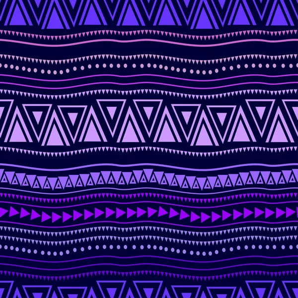 Seamless vintage pattern. Geometric stripes texture. Ethnic and tribal motifs. Peruvian, asian, and african culture trendy. Blue colors theme. — ストックベクタ