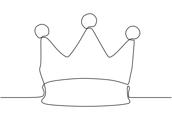 Dessin continu d'une ligne de la couronne symbole du roi et de la majesté — Image vectorielle