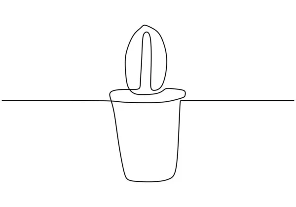 Continuous one line drawing of cactus on the pot. Plant minimalism design vector illustration isolated on white background. — ストックベクタ